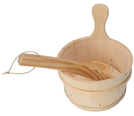 Hamwesh Sauna -Eimer und Kögelset, 4L -Holz Sauna Eimer mit Griff mit Plastikauskleidung für Spa Schwimmbad Badewanne Massage Dusche