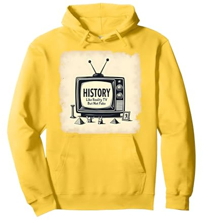 Storia Divertente: Reality TV ma Non Falso Felpa con Cappuccio, Unisex per Adulti, Limone, XL