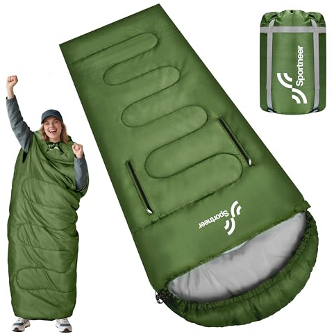 Sacco a Pelo Campeggio per Adulti 3–4 Stagioni, 220×85 cm, Leggero e Portatile 1,5 kg, Design Indossabile per Muoversi Liberamente, per Outdoor, Viaggi e Uso Interno
