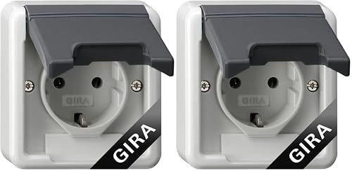 GIRA 444030 Steckdose mit Klappdeckel IP44 (Packung mit 2)