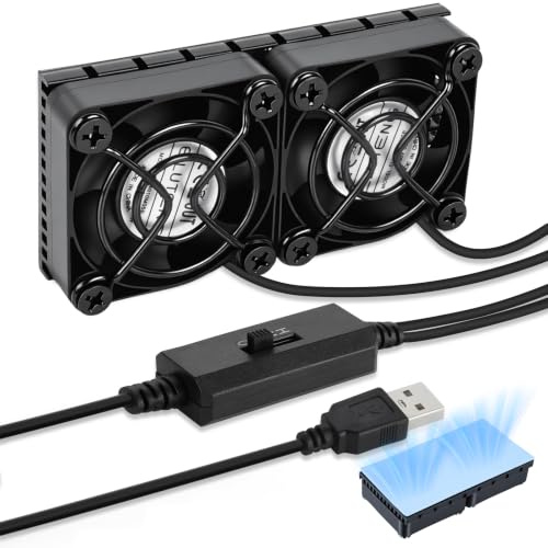 ELUTENG Ventilador USB de 40 mm, doble 2 en 1, 4 cm, mini ventilador USB con 3 velocidades ajustables, pequeño USB para ordenador, con rejilla metálica negra para ordenador, PS4, portátil, TV, Box