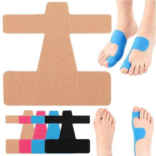 Pre-Cut Bunion Corrector Kinesiology Tape, Breathable Hypoallergenic Latex-Free Tape, Bunion Relief Toe Correction Wrap for Daily Walking and Running (Skin, 60Pcs)