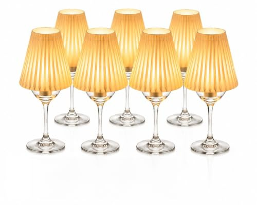 Wogati® Mini-Lampenschirm für Weingläser 6er Set, Tischdekoration mit Kerzenlicht für Hochzeiten, Restaurants und Partys