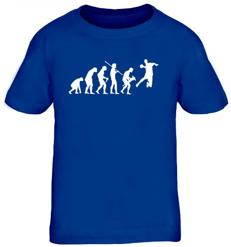 Shirtstreet24, Evolution Handball, WM EM Sport Kinder Fun T-Shirt, Größe: 134/146,royal blau