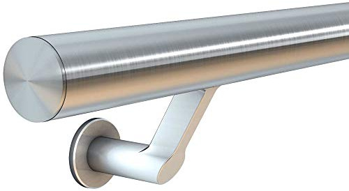 HUERO Edelstahl Handlauf | 1,4 m Länge | V2A | Handlaufträger diagonal