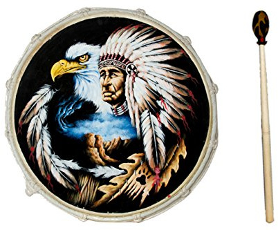 40cm Grosse Schamanentrommel Adler mit Indianer Rahmentrommel Bodhran Drum