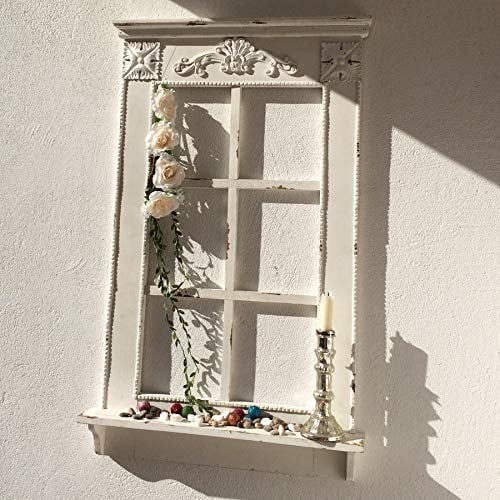 Annastore Dekofenster aus Holz, weiß Vintage H 93 - B 57 cm Deko Fenster Dekofenster mit Sprossen Holz Vintage