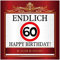 Aufkleber zum Geburtstag mit Text und Zahl - Endlich 60
