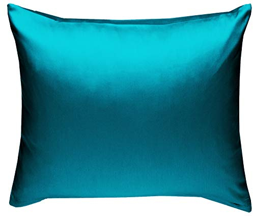 Bettwaesche-mit-Stil Mako-Satin Baumwollsatin Kissen Kissenbezug Uni einfarbig zum Kombinieren (Kissenbezug 40 cm x 40 cm, Petrol Blau)