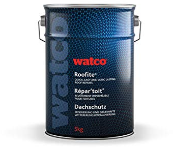 Watco Répar'toit peinture d'étanchéité toiture à base de caoutchouc, stoppe les fuites, Noir (5kg)