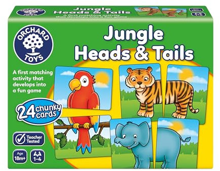 Orchard Toys Jungle Heads and Tails, Educational Game, 2 in 1 Activity, Memory Game, Age 18+ months