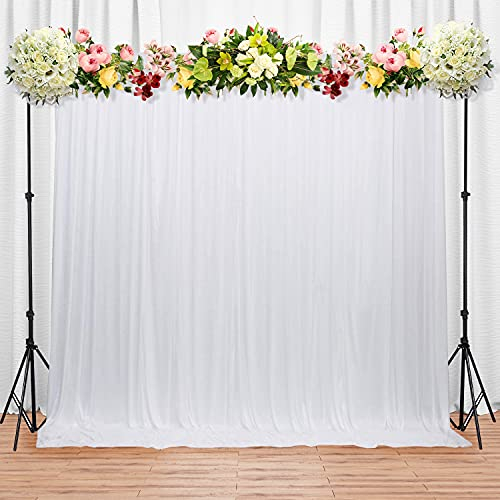 Trimming Shop Hintergrundvorhang, 3 x 6 m, Fotovorhänge, abnehmbar, Glatte Eisseide, plissiert, für Bühne, Weihnachtsdeko, Partyhintergrund, Hochzeit, Geburtstag, Brautparty, Weiß