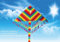 Scarlet Play | Einleiner Lenkdrachen »Rainbow I« mit Leine für 30 m Abstand; Größe: ca. 60 x 120 cm; Flugdrachen in Regenbogenfarben mit Streifenschwanz und Troddeln