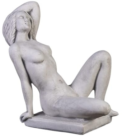 gartendekoparadies.de Erotische Frauen-Figur, Steinfigur, H. 42 cm, 21 kg, Grau, frostsicher aus Steinguss für Außenbereich