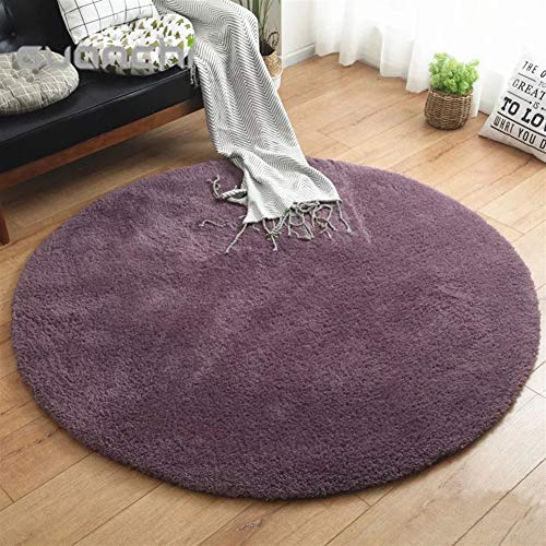 LIVEINU Hochflor Shaggy Teppich für Wohnzimmer Langflor Pflegeleicht Rund Teppich Hochwertig Hohe Fadendichte Wasser Absorbierend Badezimmerteppich Für Wohnzimmer Violett Ø 60 cm