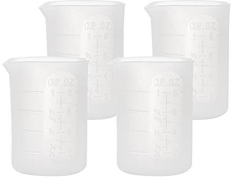 Gartful 250ml Silicone Measuring Cups, 4 PCS Large Nonstick Reusable Silicone Mixing Cups Durable Easy Clean for Epoxy Resin, Casting Molds, Stain Jewelry Making, Waxing, DIY, Art, Craft