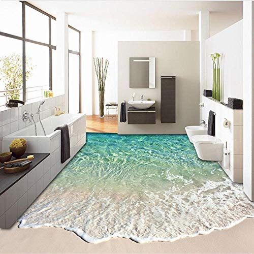 Eahujflg Pavimenti in Resina 3D Carta Fotografica 3D con Onde di Mare, Adesivi per Il Bagno, Adesivi per Pavimenti, Adesivi per Pavimenti Personalizzati, -150 * 105 Cm
