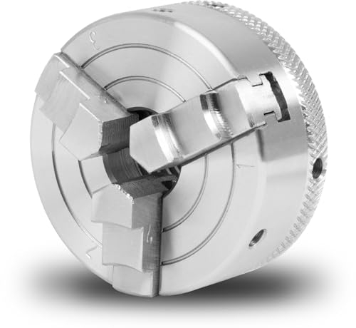 EBERTH Plato de tres garras con 50 mm de diámetro, 2 Autocentrante, Rosca de conexión 1 -8 TPI, Incl. herramienta de sujeción, Accesorios de torno, Plato de torno de alta calidad, Plato de sujeción