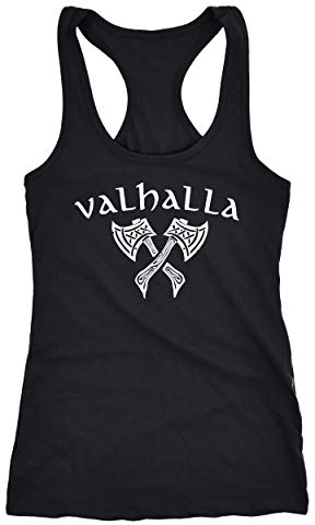 Neverless® Damen Tank-Top Valhalla Viking Axt Nordische Mythologie Odin Racerback schwarz XL