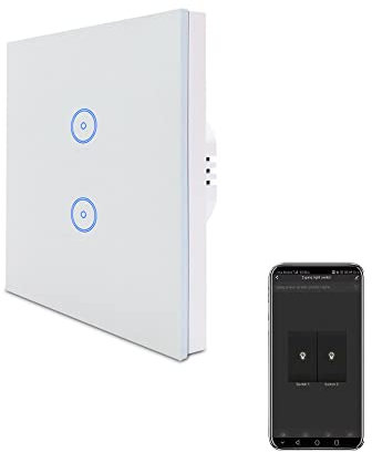 Jinvoo ZigBee interruttore della luce 2 gang funziona con Alexa Echo Google Assistant hub ed è necessario il cavo neutro Certificato CE RoHS bianco