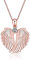 VONALA Guardian Angel Wings Necklace Sterling Silver Pendant with Sparkle Cubic Zirconia Jewellery For Women Girls Birthday Gift Birhstone April Rose Gold Plated