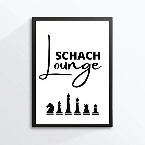 Kunstdruck Din A4 ohne Rahmen - Schach Lounge - Hobby Schach Schachspiel Schachfiguren Chess Poster Bild Druck