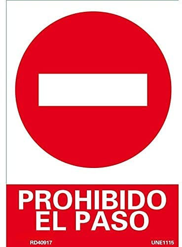 Ferretelix Cartel señal PVC 40 cm x 30 cm prohibido el paso 1 mm espesor