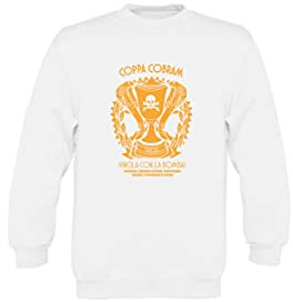 Felpa Girocollo Bambino Ragazzo Basic Top qualità Top vestibilità - Coppa Cobram Modello 2 - novità Fashion Divertenti Humor Made in Italy (Bianco, 7-8 Anni)