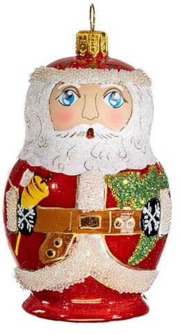 Weihnachtsmann im russischen Stil, Weihnachtsbaumschmuck aus mundgeblasenem Glas