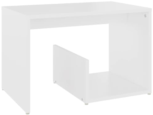 vidaXL Table d'Appoint, Table Basse avec Rangement, Bout de Canapé, Meuble de Salle de Séjour Salon, Moderne, Blanc Bois d'Ingénierie