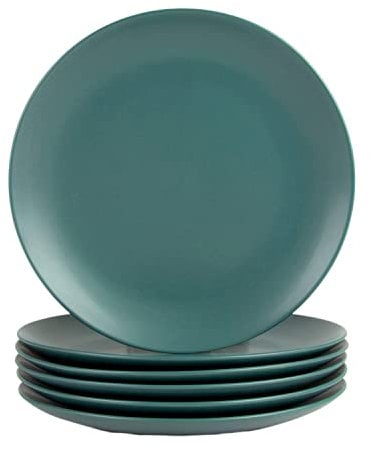 10 Strawberry Street Wazee Matte 10.5 Coupe Dinner Plate, Set of 6, Emerald Green