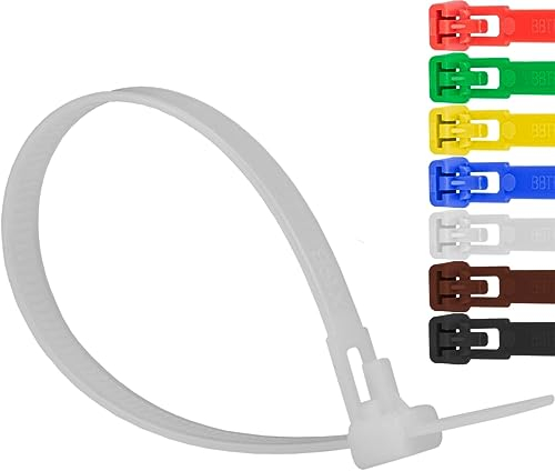 Safetytex Kabelbinder 7,6mm UV-beständig Polyamid 6.6 wiederlösbar wiederverwendbar wiederverschließbar 100 Stück (Weiß,150mm)