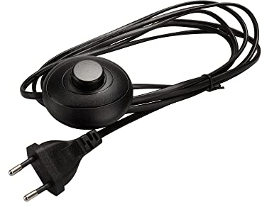Netzkabel 3 m Eurostecker + Fußschalter 300 SW C7 schwarz offenes Ende