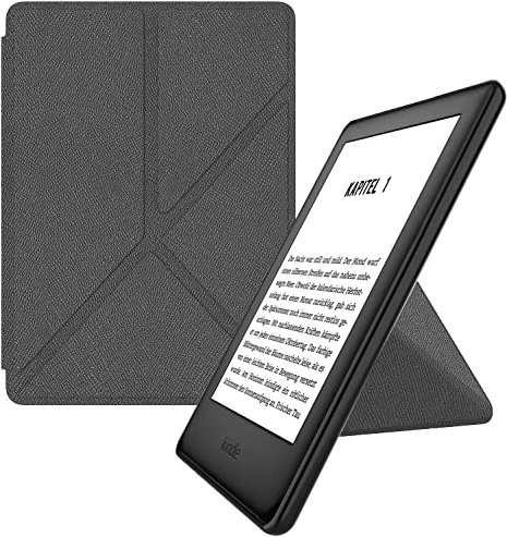 MyGadget Housse pour Amazon Kindle Paperwhite 10e Génération 2019 (J9G29R) - Etui avec Support Origami intégré - Flip Case Tissu - Cover Gris