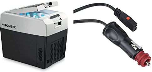 DOMETIC TropiCool TCX 35 - tragbare elektrische Kühlbox, 33 Liter, 12/24 V und 230 V für Auto, Grau & Ersatzkabel für thermoelektrische Kühlbox zum Anschluss an die 12-Volt-Steckdose (280 cm), schwarz