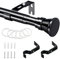 Bastone Tenda Nero, Bastone per Tende 76-204cm, Bastoni per Tende Allungabile con Estremità Piatta in Acciaio Inox per Camera da Letto, Soggiorno