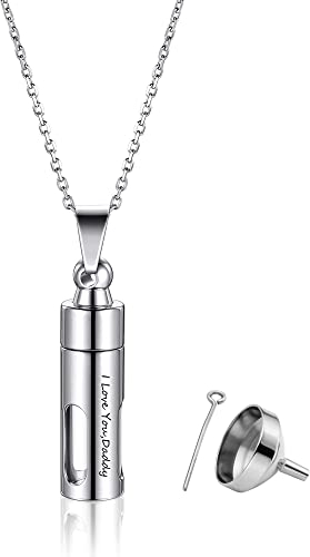 JSDDE Personalisiert Anhänger Halskette Asche Anhänger zum befüllen Urne Anhänger Kette mit Gravur Memorial Schmuck für Damen Herren