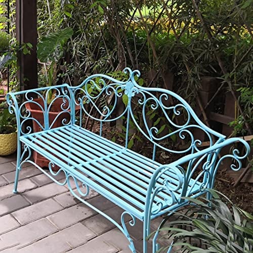 Retro Gartenbank, Gartenbank Metall für Den Außenbereich, 2-Sitzer mit Gebogener Rückenlehne und Armlehne, Zweisitzer-Stühle für Park, Hof, Veranda, Rasen, Hinterhof, Montage Max 250 Kg ( Color : Ligh
