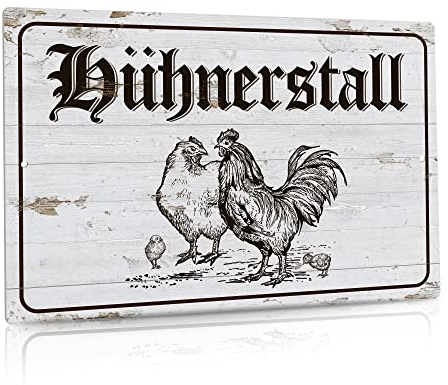 Putuo Decor Hühner Schild 20x30cm, Farmhouse Vintage Metallschild Hühner und Deko Geschenk Schild, Aluminium Metall Zeichen