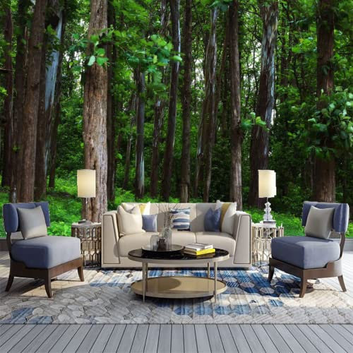 GIVLWF Papier Peint Panoramique de Forêt De Teck De L'Inde Jungle De Brousse Verte Déco de La Maison - pour Salon Chambre D'enfant Décoration Murale 400 x 280 cm