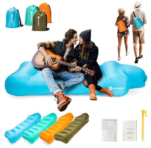 Helasdvt Aufblasbare Liege, Luftsofa-Stuhl, tragbar, wasserdicht, aufblasbare Couch, leicht, einfach aufzubauen, Luft-Hängematte, aufblasbare Couch für Outdoor, Camping, Strand, Festivals, Reisen
