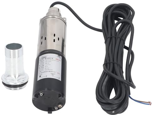 Pompe Solaire CC, Pompe à Eau Solaire DC 48 V 60 V 380 W, Sortie 1 Pouce, 3500 Tr/min, Coque en Acier Inoxydable à Haute Levée, Pompe Submersible pour Puits Profonds pour Champs