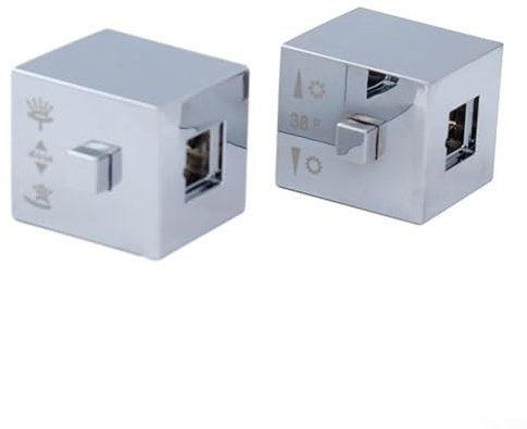 URPIZY Bath Thermostatic Handle - 1 Pair Square Temperature Control Knob Chrome for Shower Bar Mixer Taps Valve Repair Kit