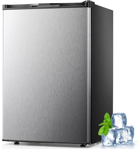LHRIVER - 3.0 cu.ft upright freezer, compact mini freezer with removable shelves, adjustable thermostat, reversible door hinge, vertical silent small freezer for