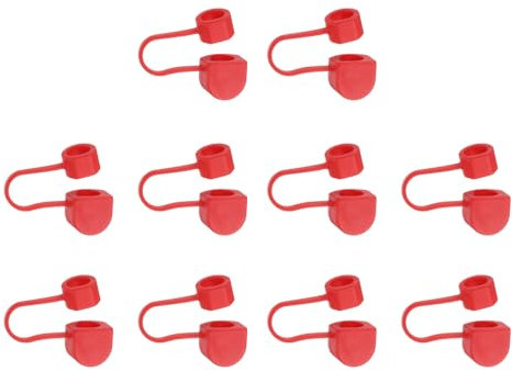 sourcing map 10Pcs Straw Cover Cap, Red Silicone Straw Tips Cover Fits 8mm/0.31 Drinking Straws, Reusable Dust-Proof Straw Tips