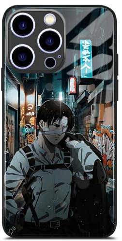 HWLHJJ Levi Ackermann Anime-Thema schwarz TPU Fall - Cool Manga Silikon Telefon Schutzhülle für iPhone 15 Pro Max