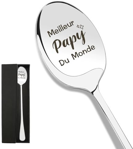 Cadeau Papy,Cadeau Grand Pere,Cadeau Fete des Papy,Fete des Papy,Cadeau Papi,Cadeau Pour Papy,Cadeau Fête des Papy,Cadeau Noel Papi et Mamie,2 Pièces Cuillère à Café en Acier Inoxydable