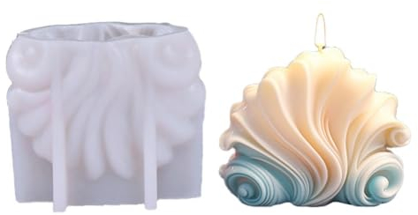 Veenewy Silikonform in Kerzenform in 3D-Muschelform, gewellte Streifen, Silikonform, Seifenform, gewellte Muschel, Installation