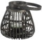 IDIMEX Juego de 2 farolillos de madera Palau, color negro, materiales naturales, prácticos para interiores y exteriores, incluye portavelas de cristal, uso variable, diseño robusto, elegante y