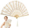 Luxshiny 27cm Lace Decorative Fan Bamboo Bone Folding Fan for Women for Special Occasions